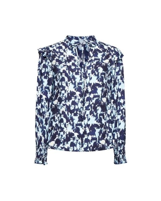 Silvian Heach Blue Bedruckte Bluse Mit Bindehals