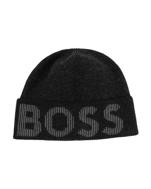 Cappello nero in cotone e lana stile uomo di Boss in Black da Uomo