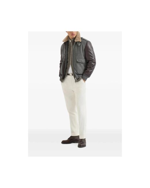 Brunello Cucinelli Gray Bomber Jackets for men
