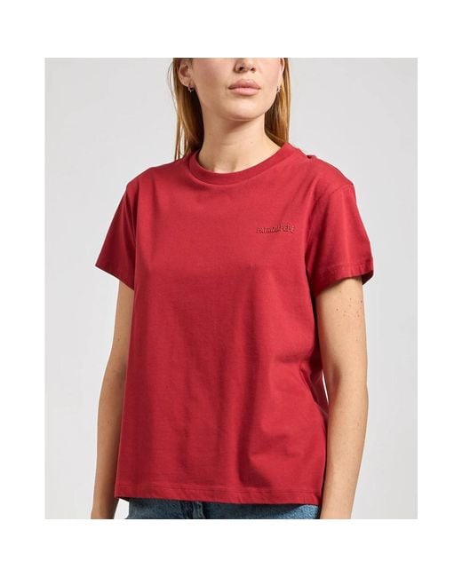 Patrizia Pepe Red Rotes T-Shirt Mit Besticktem Logo