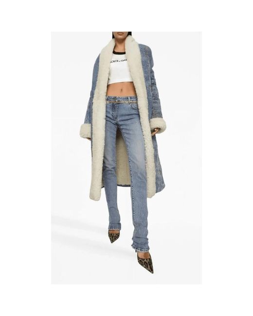 Dolce & Gabbana Jeans ,Blauw ,Katoen Lichtblauwe Logo Patch Bootcut Jeans in het Blue
