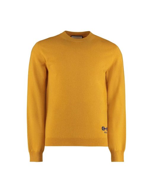 Gucci Yellow Round-Neck Knitwear for men