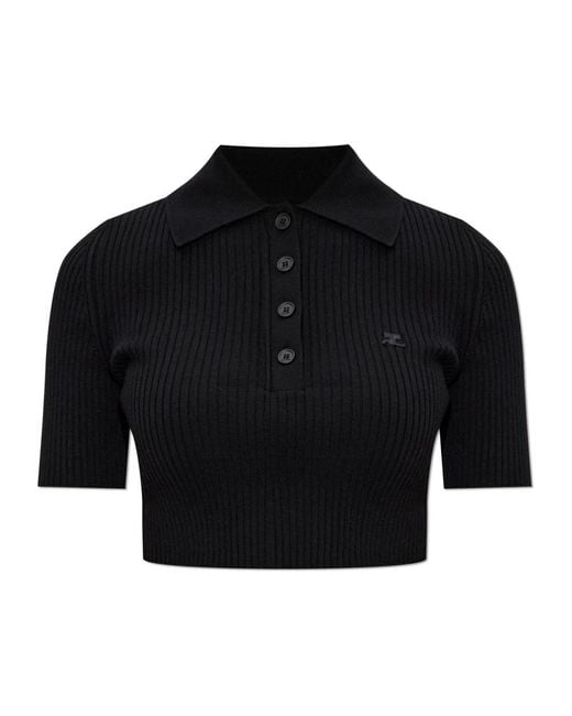 Courreges Black Polo Shirts