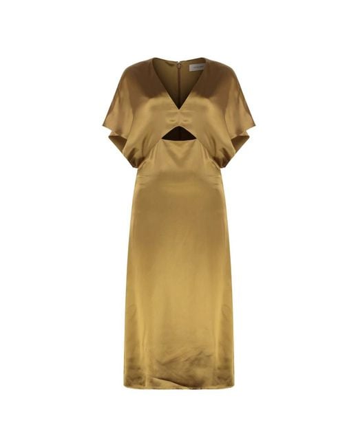 Yves Salomon Metallic Satin Kleid Mit Front Cut-Out Detail