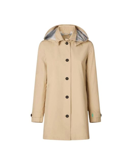 Save The Duck Natural Trenchcoat mit abnehmbarer Kapuze
