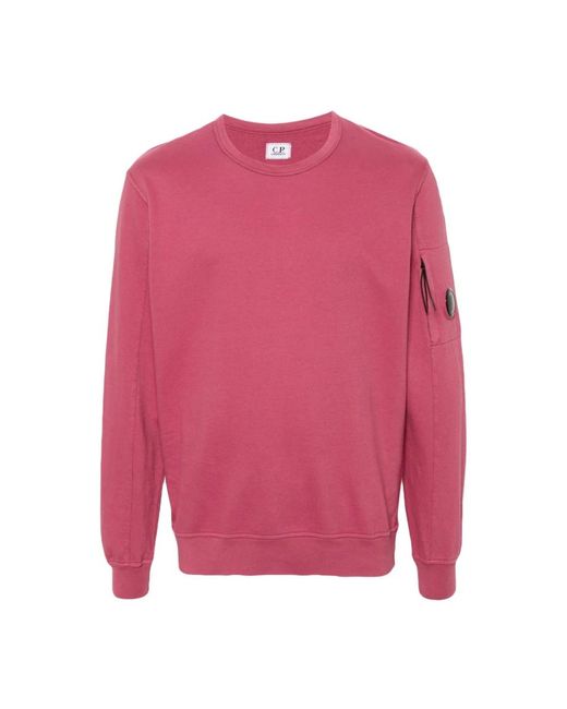 C P Company Roter leichter fleece rundhalspullover in Pink für Herren