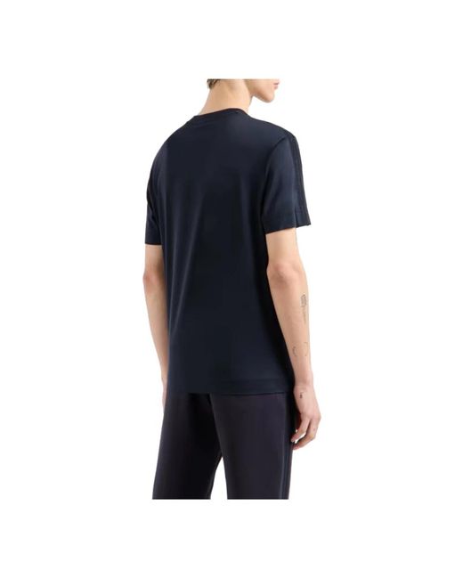 T-shirt blu a manica corta in jersey con logo di Emporio Armani in Blue da Uomo