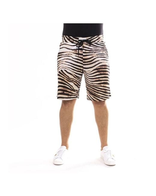 Just Cavalli Bermuda Baumwoll Shorts Marzapan+Schwarz in Black für Herren