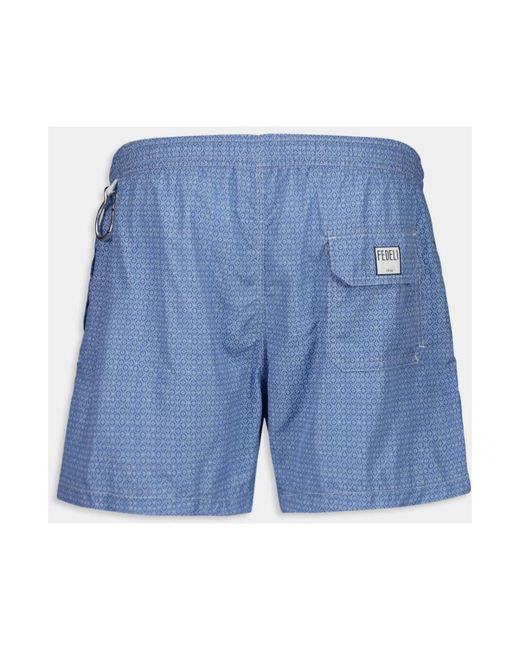 Fedeli Badmode ,Blauw ,Polyester Blauwe Airstop Stempel Zwemshorts in het Blue voor heren