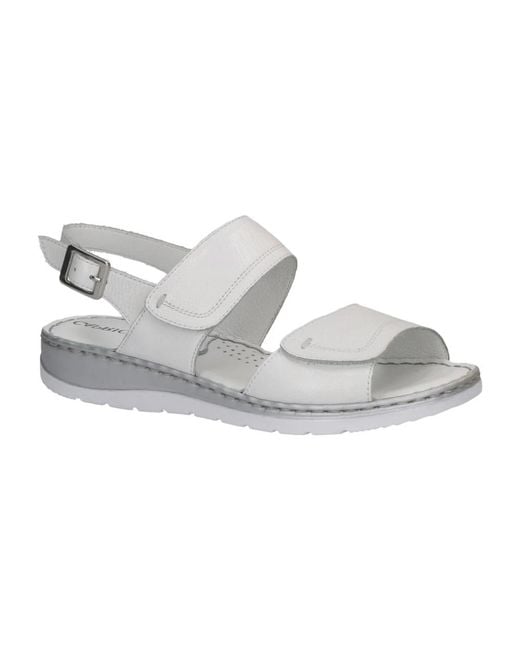 Caprice White Flat Sandals