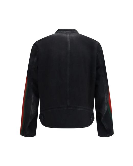 Gucci Blue Leather Jackets for men