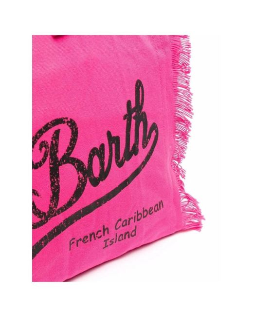 Mc2 Saint Barth Pink Fringed vanity tote aus baumwolle