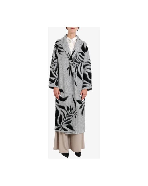 Kaos Jassen ,Grijs ,Wol Grijs Wol Gebreid Jacquard Badjas Stijl in het Black