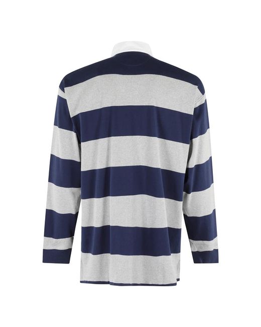 Polo Ralph Lauren Blau Grau Gestreiftes Baumwoll-Rugbyshirt in Blue für Herren