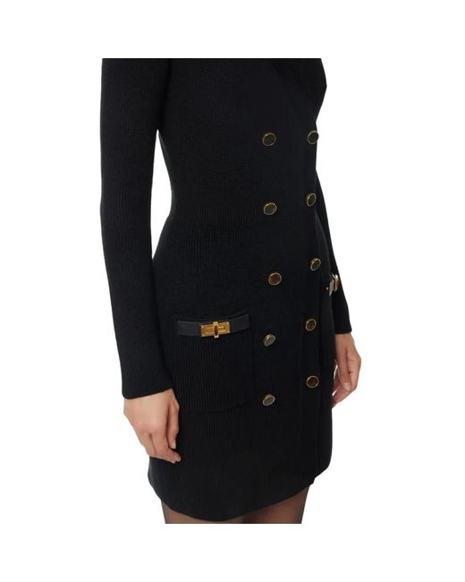 Elisabetta Franchi Black Schwarzes Wollmischung Minikleid