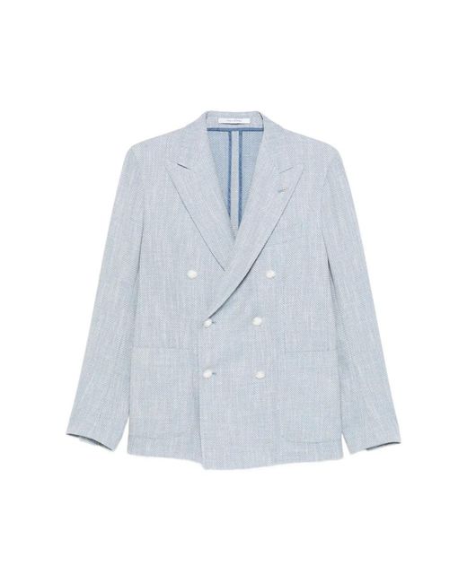 Tagliatore Darrel Double-Breasted Jacket in het Blue voor heren