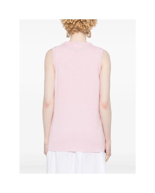 Sportmax Pink V-Neck Knitwear