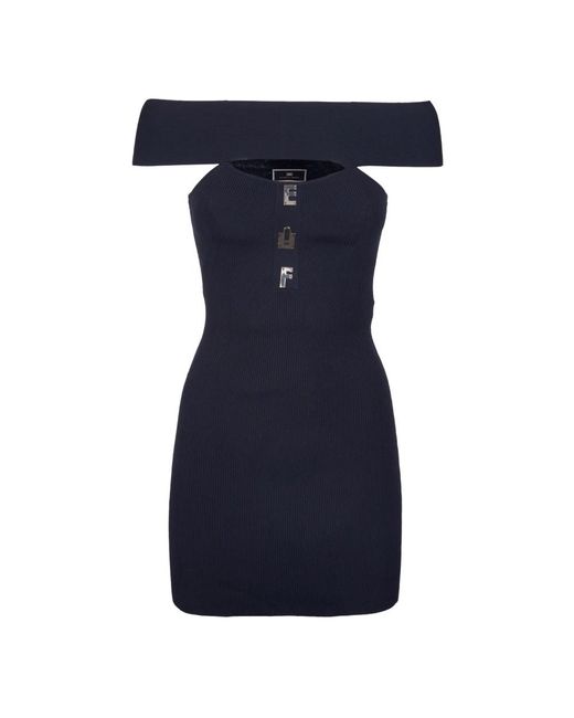 Elisabetta Franchi Black Short dresses,schicke kleider kollektion,schwarzes strickkleid abito di maglia