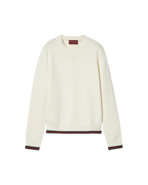 Gucci White Round-Neck Knitwear