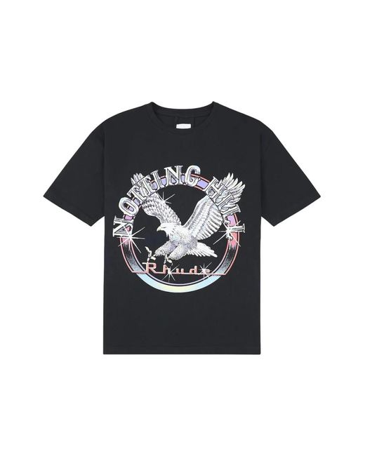 Rhude Tops ,Zwart ,Katoen Notting Hill Eagle T-Shirt in het Black voor heren