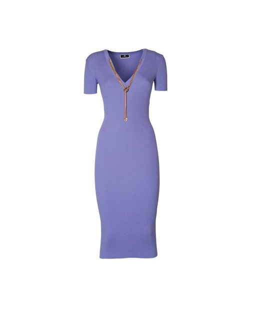 Elisabetta Franchi Purple Midi Dresses