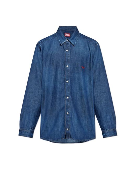 DIESEL Blue Denim Shirts for men