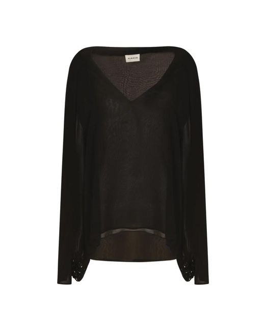 P.A.R.O.S.H. Black Long Sleeve Tops