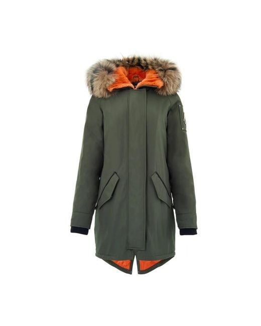 Moose Knuckles Jassen ,Groen ,Katoen Giubbino Lungo Imbottito in het Green