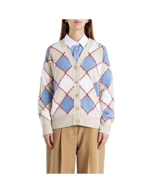 Marni Blue Argyle Woll-Cardigan