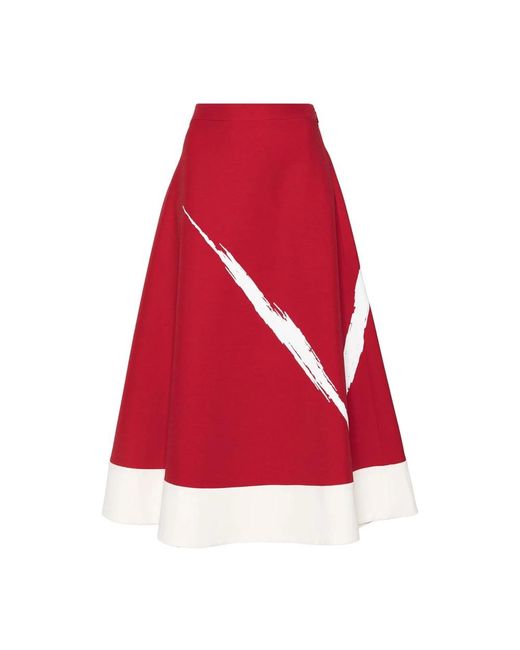 Valentino Garavani Red Midi Skirts