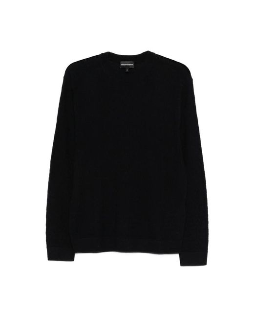 Emporio Armani Black Round-Neck Knitwear for men