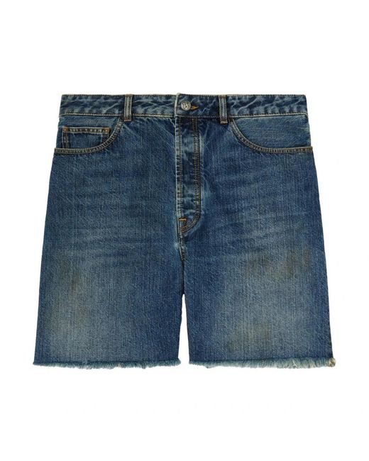 Palm Angels Denim Shorts in het Blue voor heren