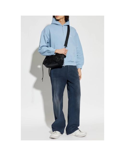 Balenciaga Hoodies & Sweatvesten ,Blauw ,Katoen Back Zip-Up Hoodie Regular Fit in het Blue voor heren