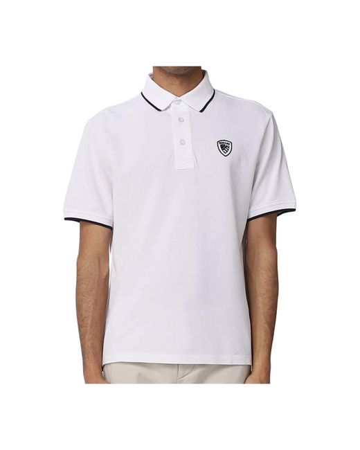 Blauer Tops ,Wit ,Katoen Wit Katoenen Poloshirt Met Logo in het White voor heren