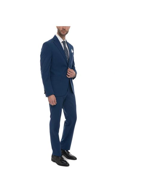 Paoloni Blue Single Breasted Suits for men