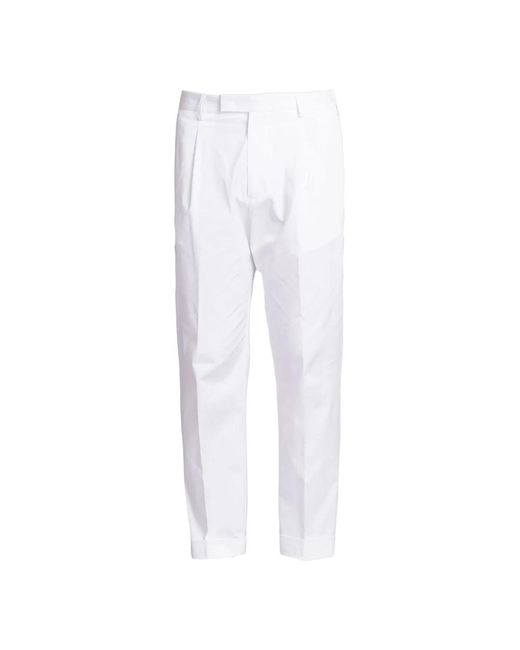Pantaloni in twill di cotone bianco di Low Brand in White da Uomo