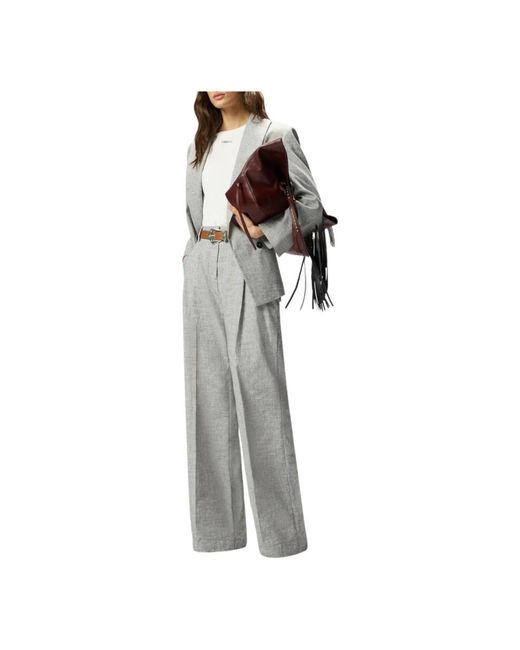 Pinko Gray Wide Trousers