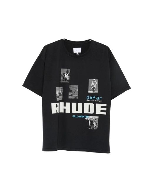 Rhude Graphic Print Crew Neck T-Shirt in het Black voor heren