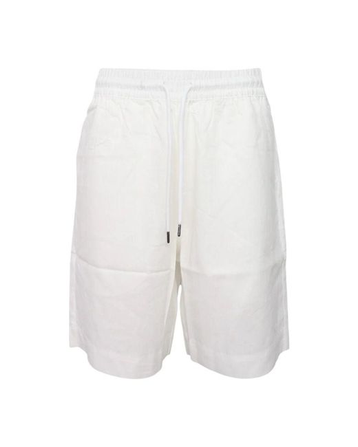 Emporio Armani Leinen-Bermuda-Shorts Mit Elastischem Bund in White für Herren