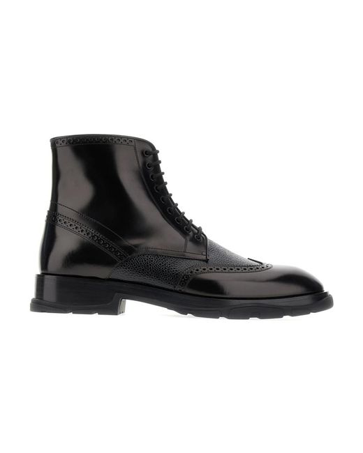 McQueen Black Lace-Up Boots for men