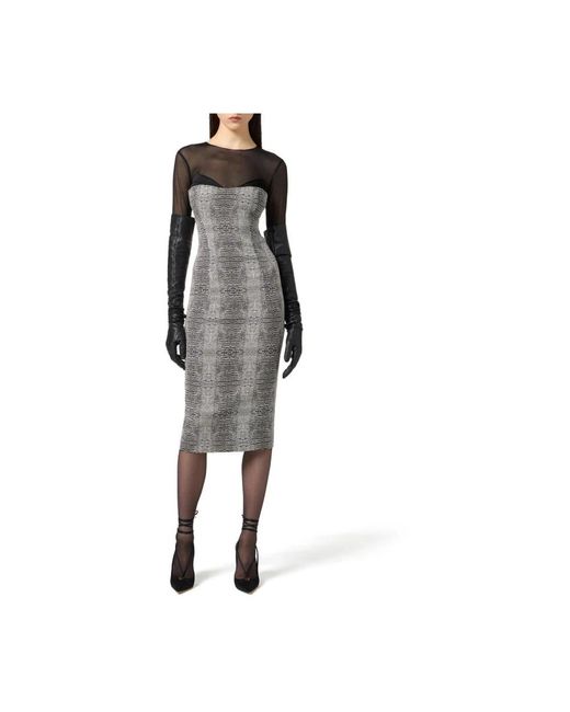 Elisabetta Franchi Gray Midi Dresses