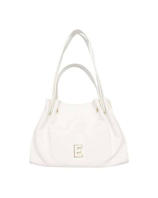 Ermanno Scervino White Tote Tasche Aus Kunstleder Mit Logo