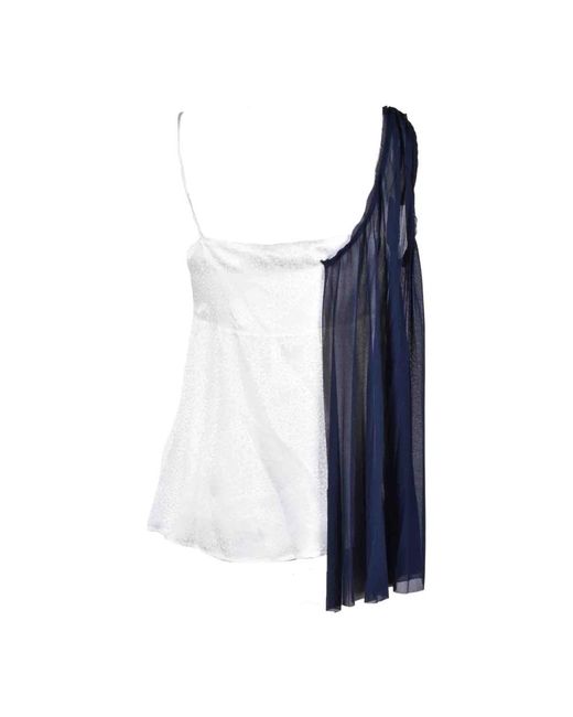 Erika Cavallini Semi Couture Sleeveless Tops in het Blue