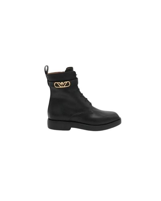 Emporio Armani Black Lace-Up Boots