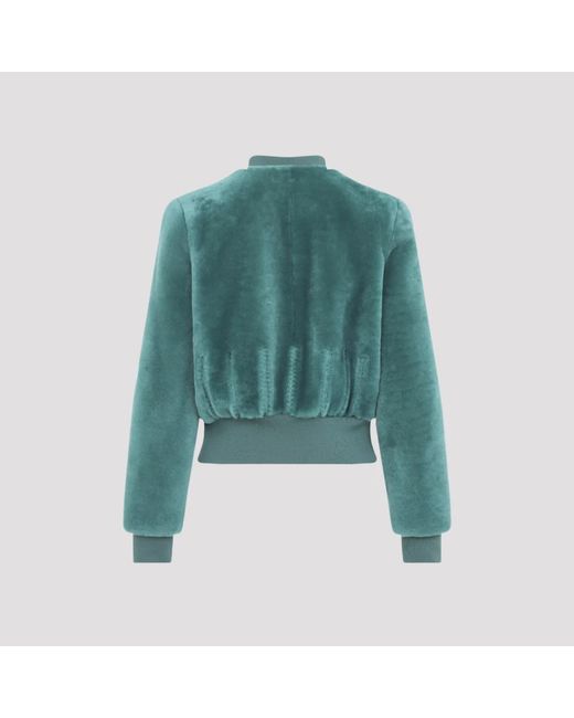 McQueen Cropped Shearling Bomberjack in het Green