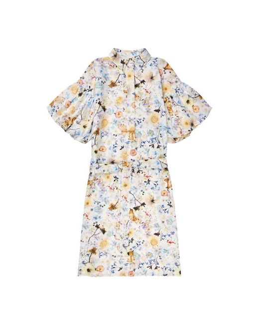 Munthe White Blumiges hemdkleid in creme