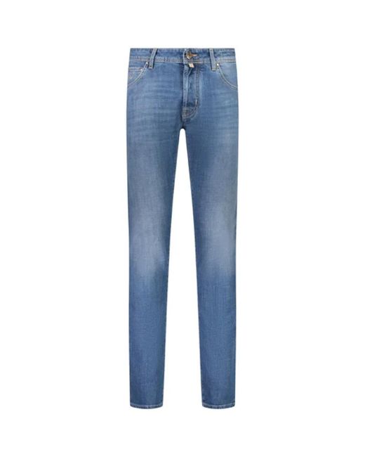 Jacob Cohen Italienische denim-jeans mit wildleder-patch in Blue für Herren