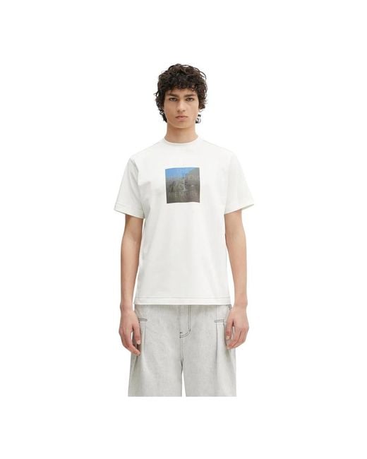 Adererror Tops ,Wit ,Katoen Katoenen T-Shirt in het White voor heren