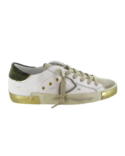 Philippe Model Schoenen ,Wit ,Leer Prsx Low in het Gray