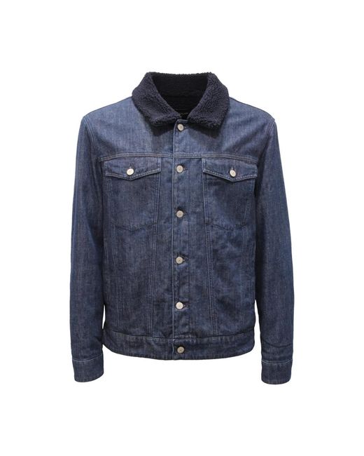 Dondup Jassen ,Blauw ,Denim Gewatteerde Spijkerjas Gemaakt in het Blue voor heren